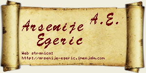 Arsenije Egerić vizit kartica